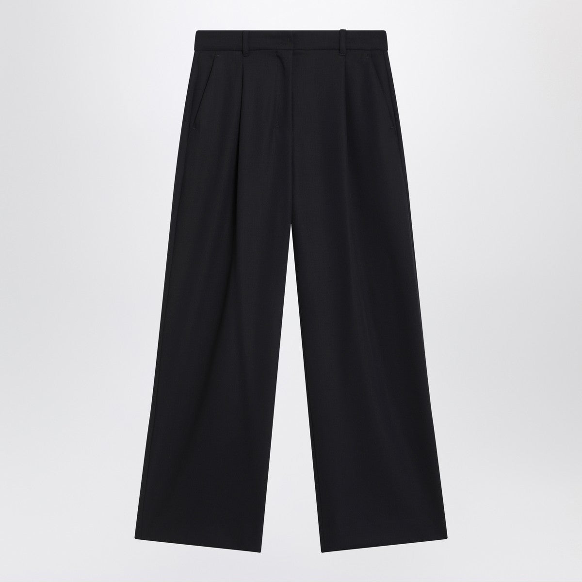 S Max Mara Midnight Blue Crêpe Wool Trousers