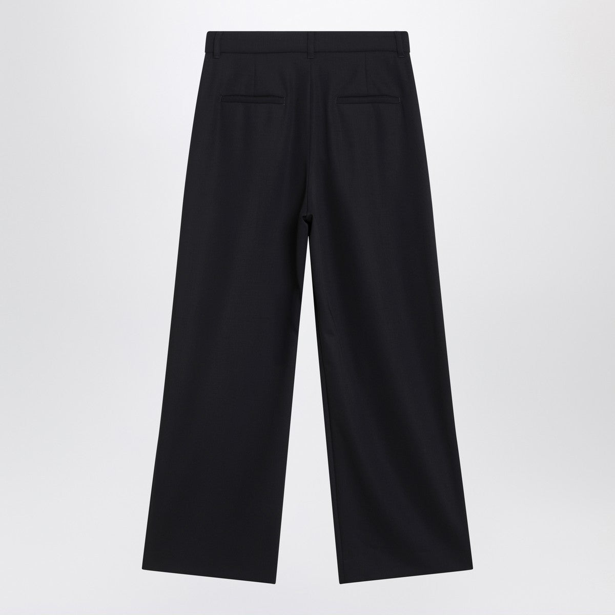 S Max Mara Midnight Blue Crêpe Wool Trousers
