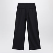 S Max Mara Midnight Blue Crêpe Wool Trousers