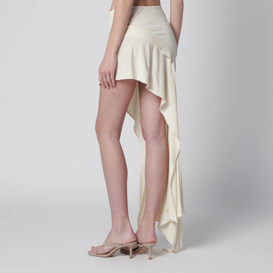 Francesco Murano White mini skirt with side train