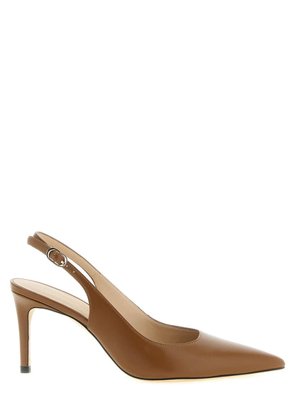 Stuart Weitzman Stuart Power Slingback Pumps — Brown Leather