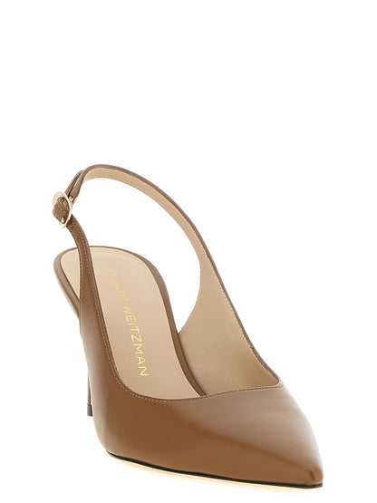 Stuart Weitzman Stuart Power Slingback Pumps — Brown Leather