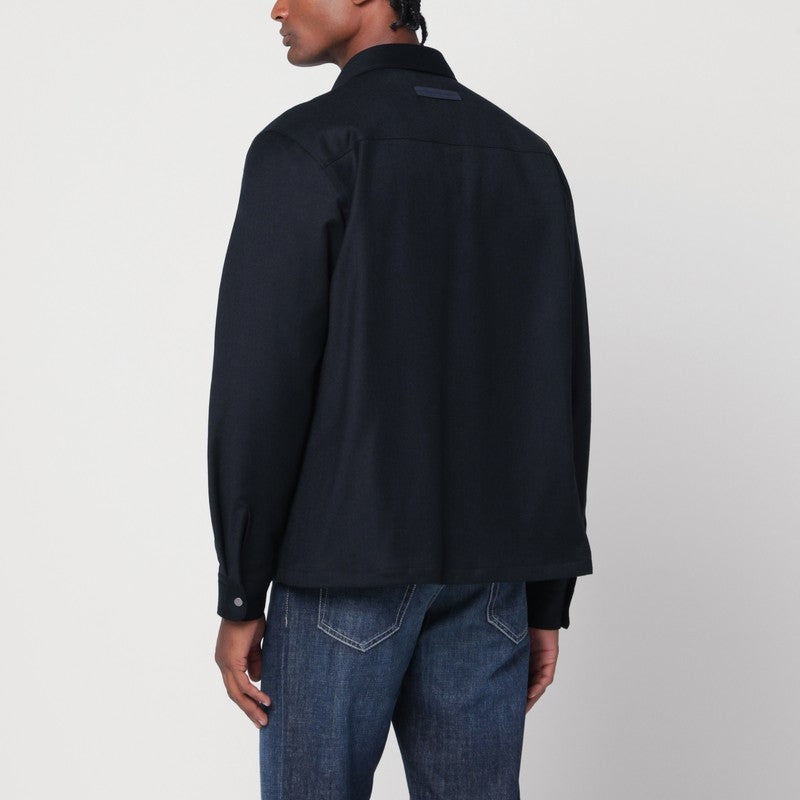 Veste-chemise en laine bleu marine ZEGNA