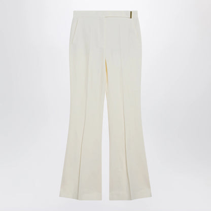 Sportmax Low-rise flare trousers in viscose and textile paper