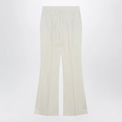 Sportmax Low-rise flare trousers in viscose and textile paper