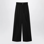 Sportmax Black wide-leg stretch-wool trousers