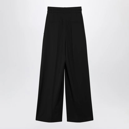 Sportmax Black wide-leg stretch-wool trousers