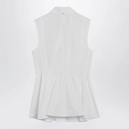 Sportmax Sleeveless shirt in optical white cotton canvas