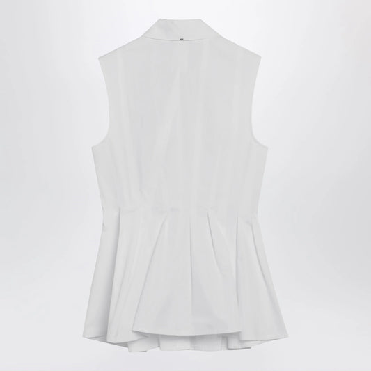 Sportmax Sleeveless shirt in optical white cotton canvas