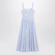 Sportmax Long striped cotton poplin dress in light blue