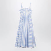 Sportmax Long striped cotton poplin dress in light blue