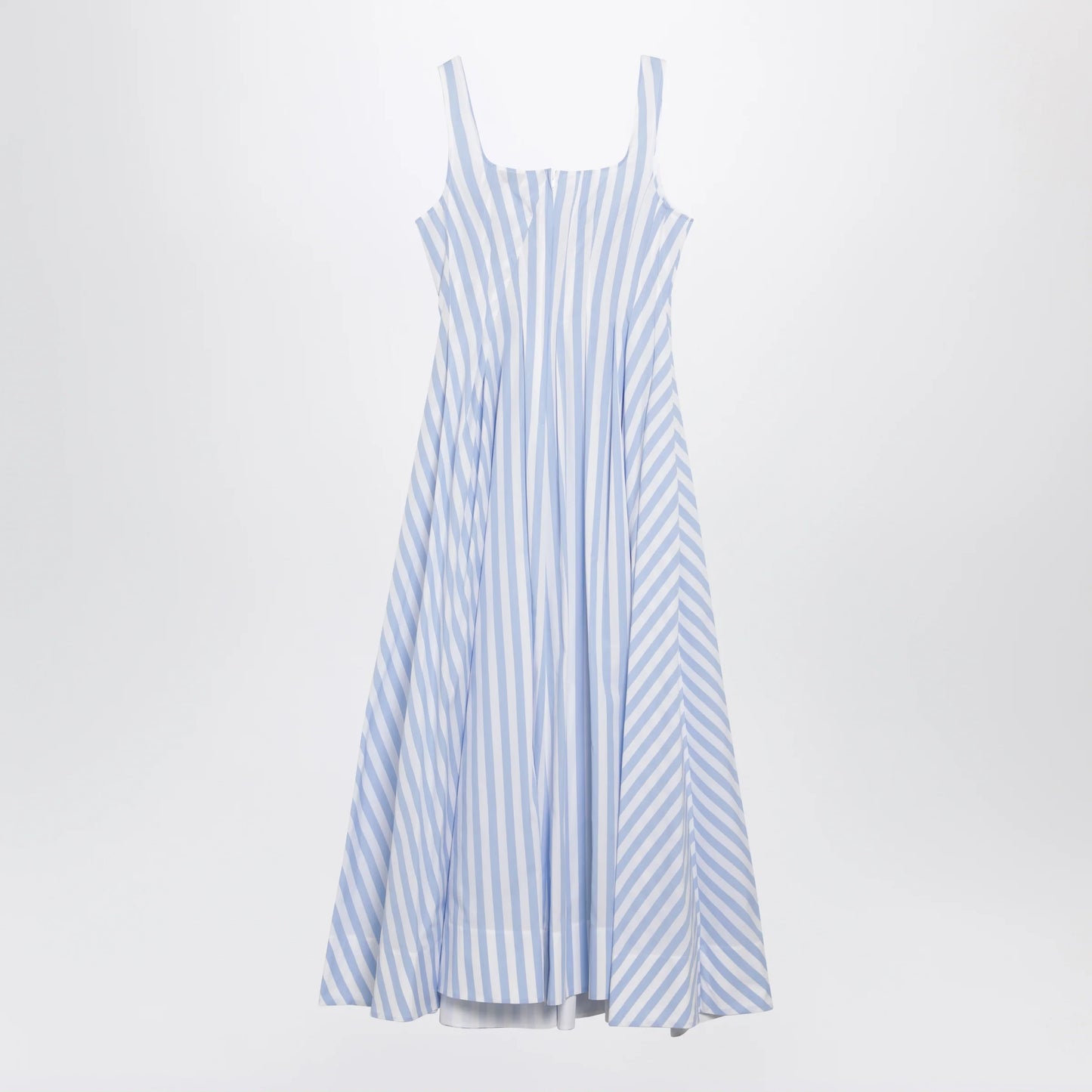 Sportmax Long striped cotton poplin dress in light blue