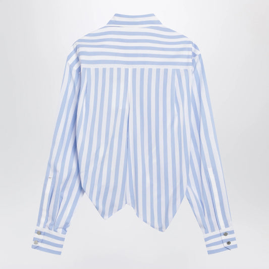 Sportmax Striped cotton poplin shirt in light blue