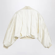 Sportmax Ivory pleated satin bomber jacket