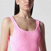 Hunza G. HUNZA G Square bubble pink one-piece swimsuit