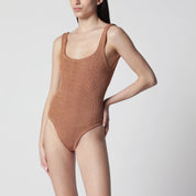 Hunza G. HUNZA G Square Metallic Cocoa one-piece swimsuit