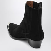 Sartore Black suede Wax ankle boot in western style