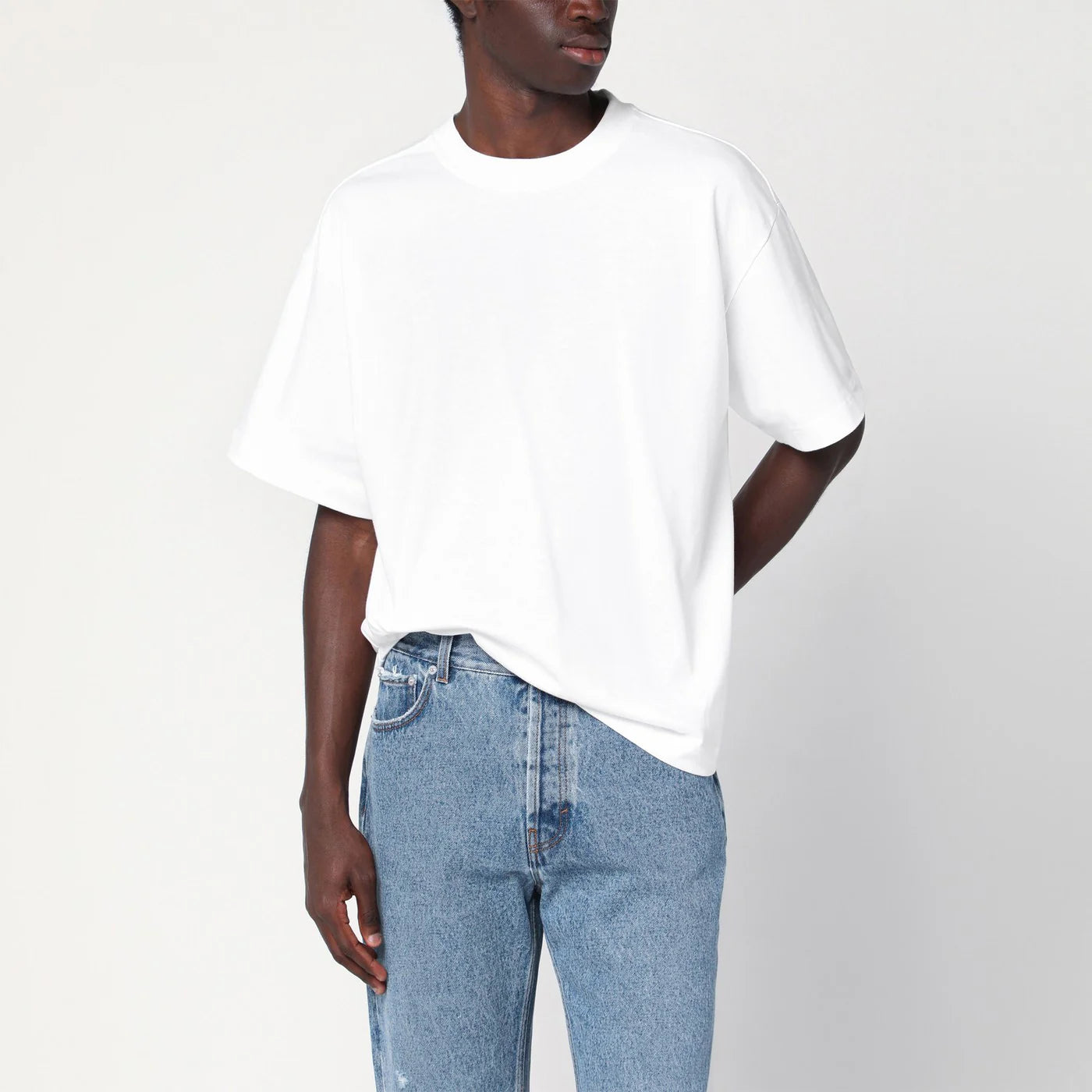 Séfr White cotton crew-neck T-shirt