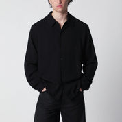 Séfr Sense black wool-blend crêpe shirt