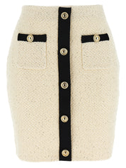 Self Portrait Cream Sequin Knit Mini Skirt