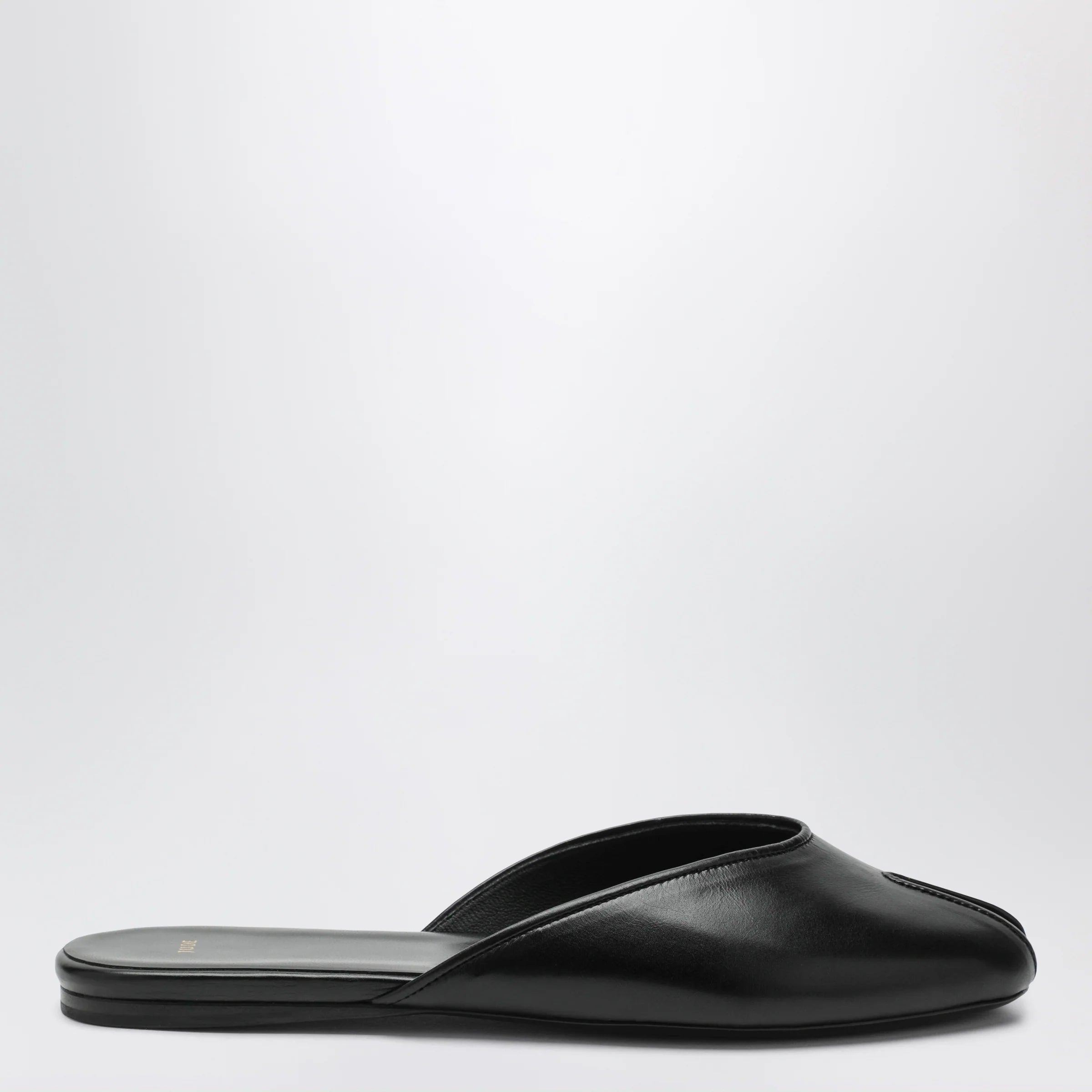 Jude Black Leather Low Sabot Slippers — Jude