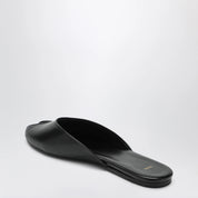 Jude Black Leather Low Sabot Slippers — Jude