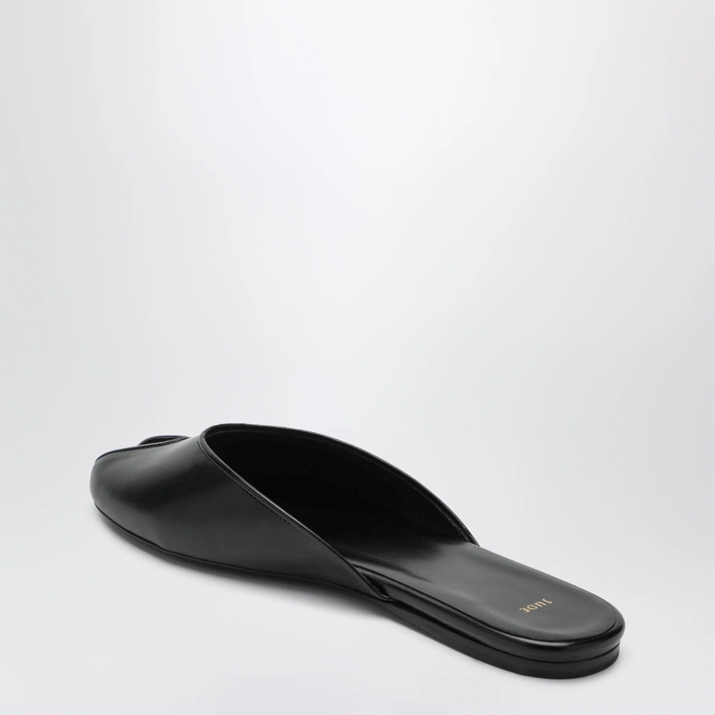 Jude Black Leather Low Sabot Slippers — Jude