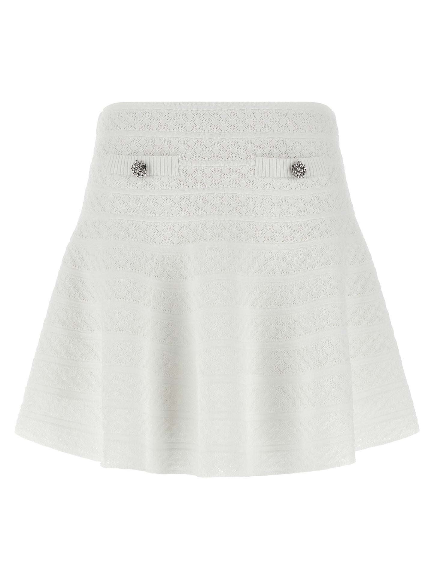 Self Portrait Pointelle Knit Mini Skirt | White, New