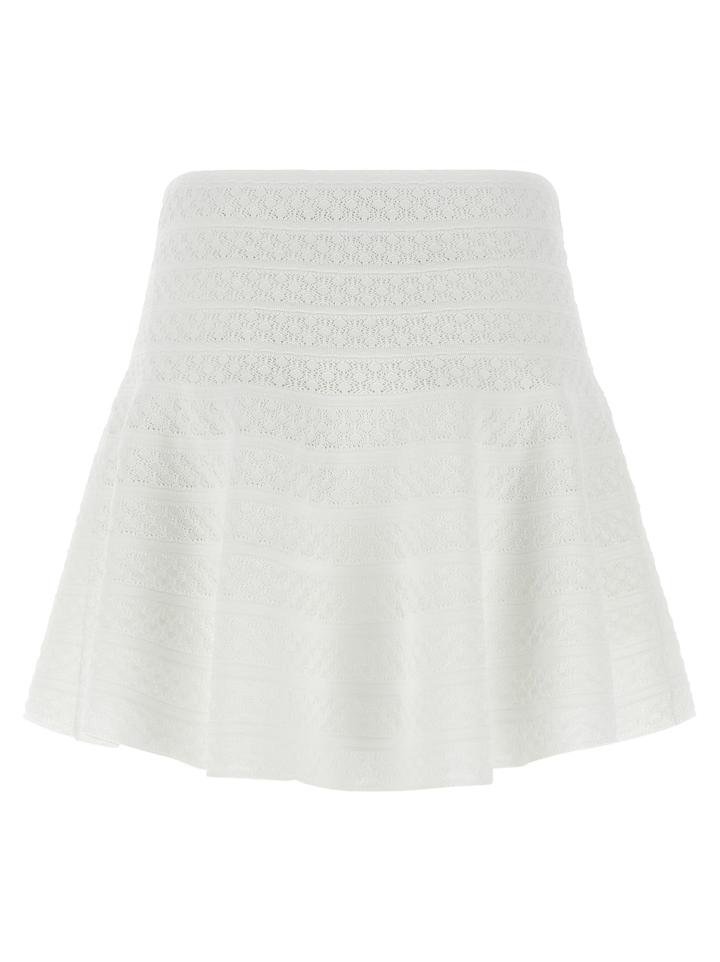 Self Portrait Pointelle Knit Mini Skirt | White, New