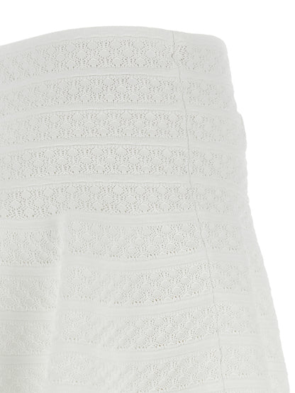 Self Portrait Pointelle Knit Mini Skirt | White, New
