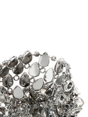 Self-Portrait Silver Crystal Chainmail Mini Clutch