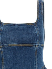 Self-Portrait Denim Mini Dress — Women's Blue Ruffled