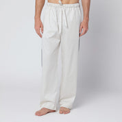 Tekla Brown and white striped pyjama trousers