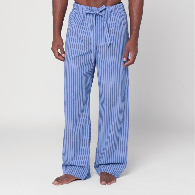 Tekla striped light blue organic cotton pyjama trousers