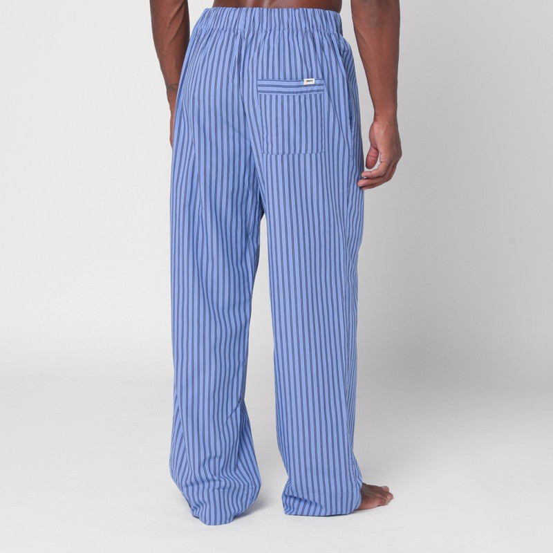 Tekla striped light blue organic cotton pyjama trousers
