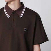Needles Brown piqué polo shirt