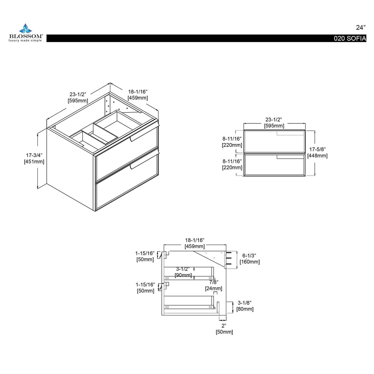 Blossom Sofia 24 Inch Bathroom Vanity - V8020 24 01