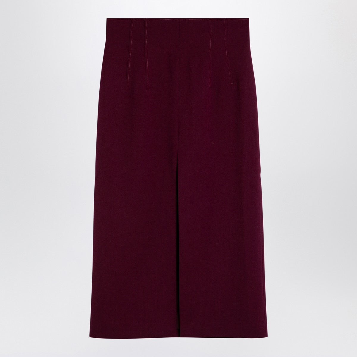 Burgundy Wool-Blend Midi Skirt — The Andamane Stephanie