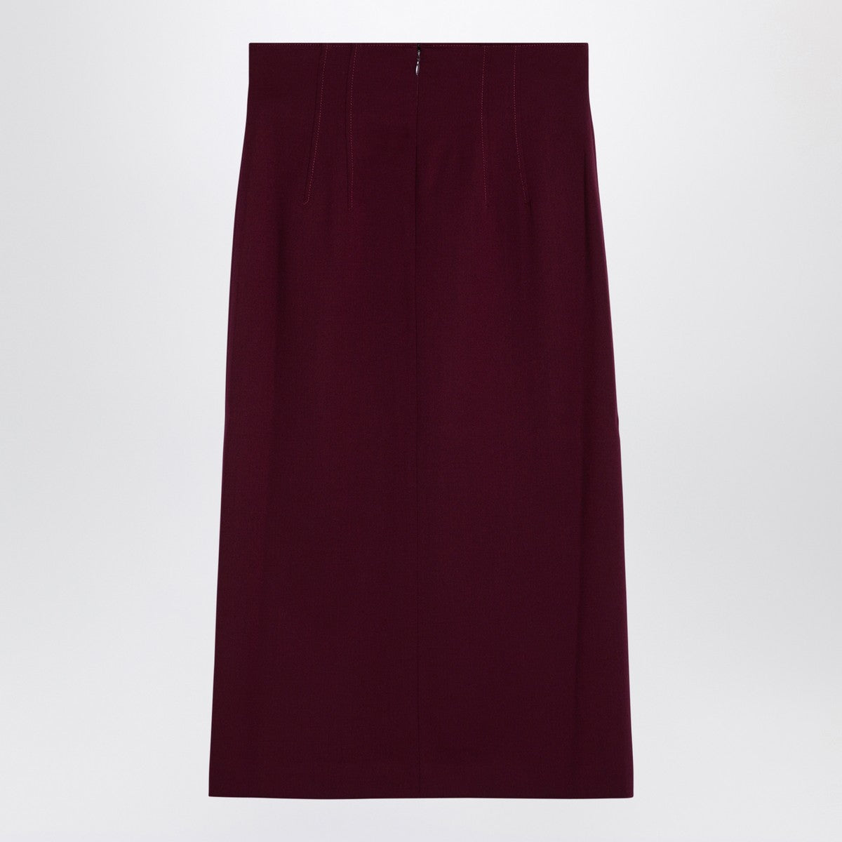 Burgundy Wool-Blend Midi Skirt — The Andamane Stephanie