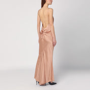 La robe en satin rose clair Andamane avec drapé dans le dos