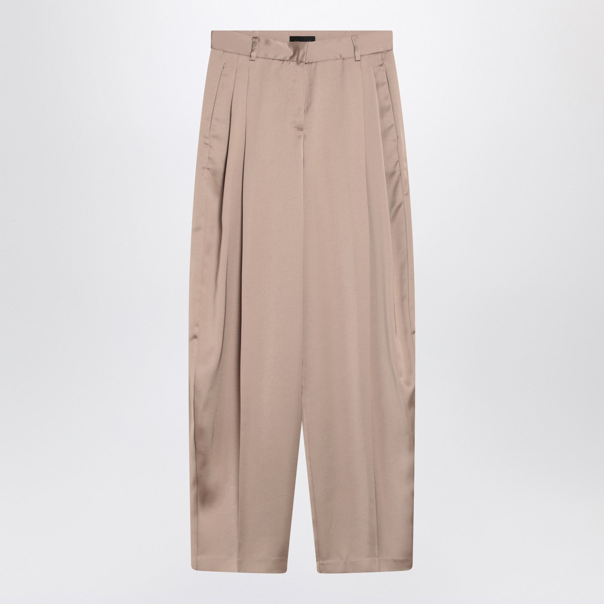 The Andamane Wide Greige Satin Pants