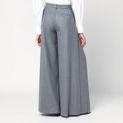 Extra‑wide grey pinstriped Tara trousers in viscose blend