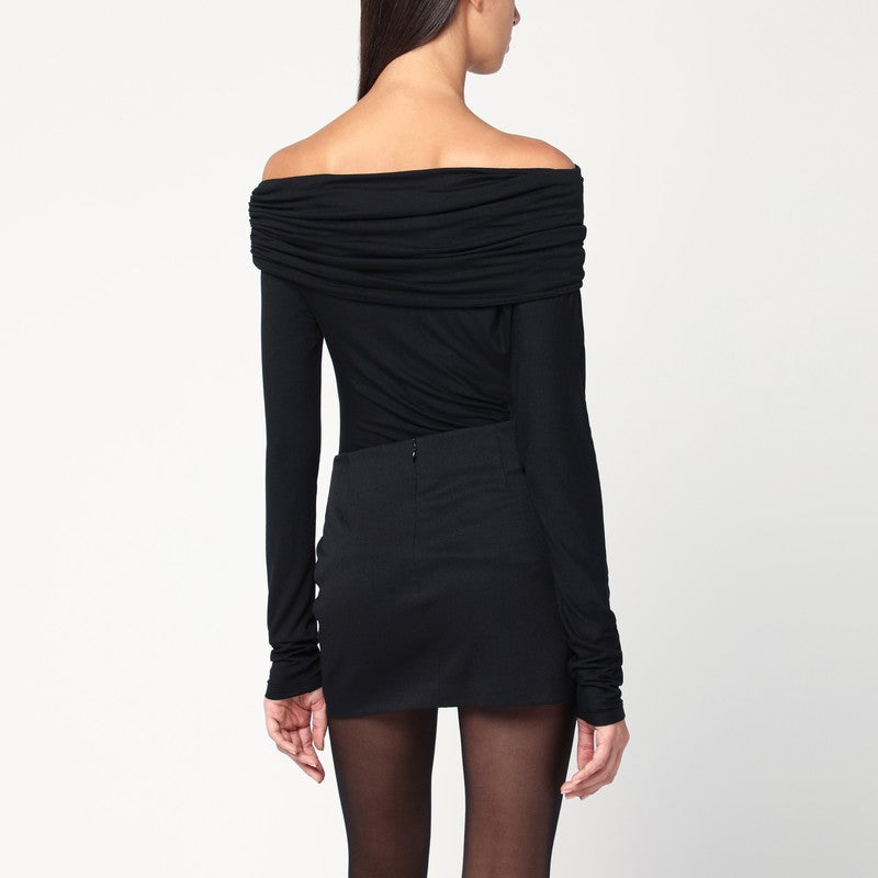 Andamane Zoe off-the-shoulder top — black viscose jersey