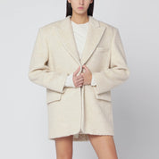 THE ANDAMANE Oversized Ivory Jacket — Wool‑Blend Elegance