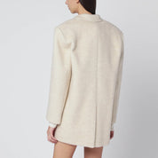 THE ANDAMANE Oversized Ivory Jacket — Wool‑Blend Elegance