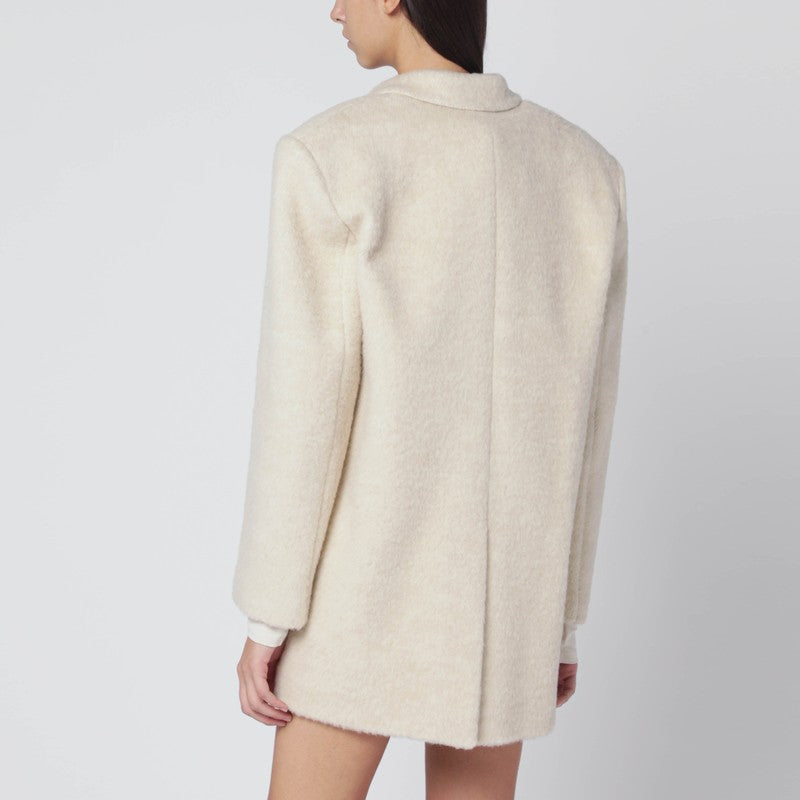 THE ANDAMANE Oversized Ivory Jacket — Wool‑Blend Elegance