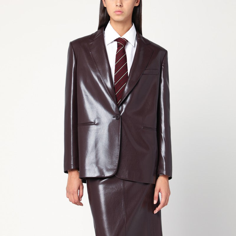 The Andamane Bordeaux faux leather single-breasted jacket