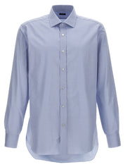 Barba Light Blue Textured Cotton Shirt — Men's Shirts