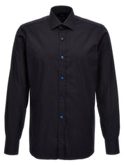 Barba Poplin Shirt for Men — Blue Cotton Blend