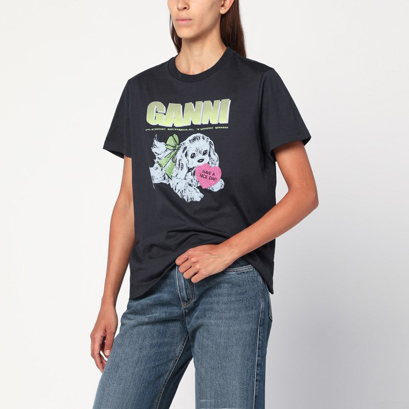 GANNI Dark grey Puppy T-shirt